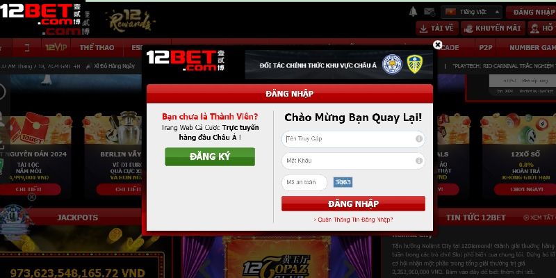 Hướng dẫn các bước đăng nhập vào nền tảng uy tín 12Bet